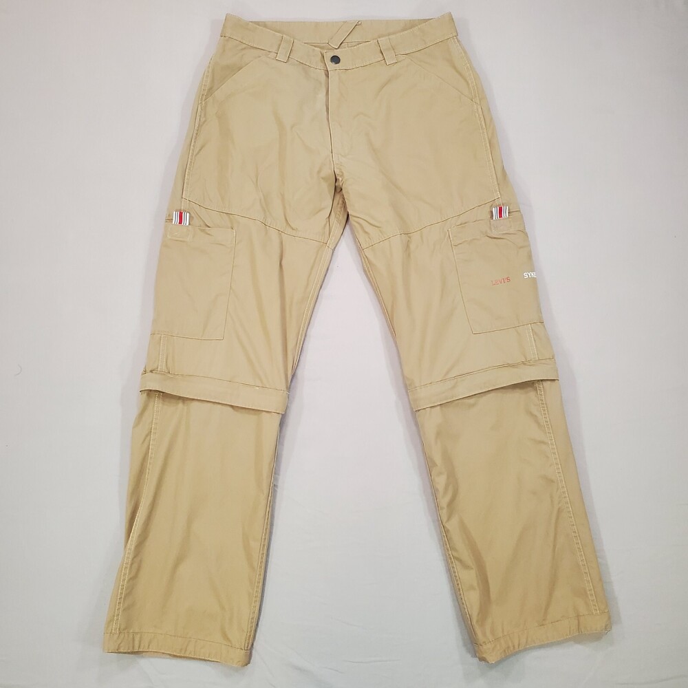 Levis Sykes Cargo Pants Men 33x32 Reversible Tan Canvas Hiking Outdoor Utility
